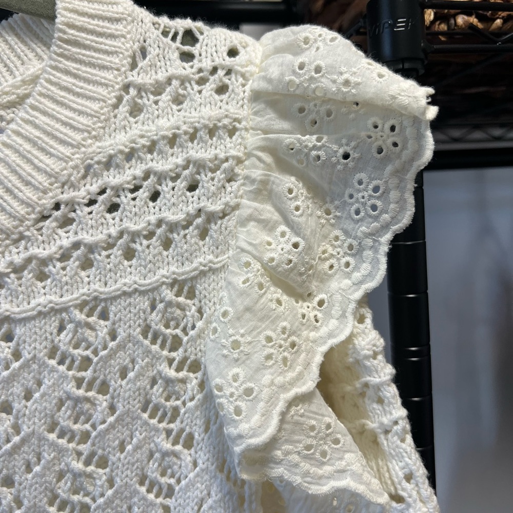 White Lace Ruffle Top - Picture 4 of 6